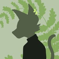 elolaps's icon. silouette of a furry with fern leaves in the background